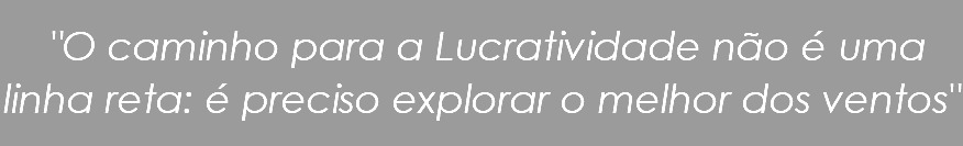  "O caminho para a Lucratividade não é uma linha reta: é preciso explorar o melhor dos ventos"